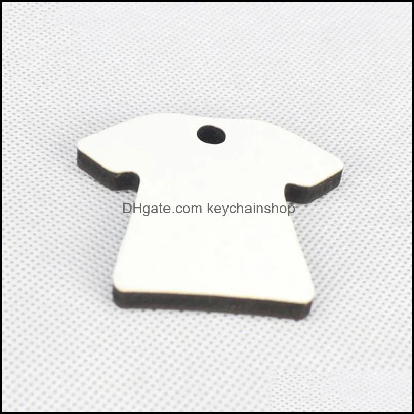 whole 100pcs diy mdf double blank t-shirt key chain sublimation wood key ring for heat press transfer jewlery po gift296e