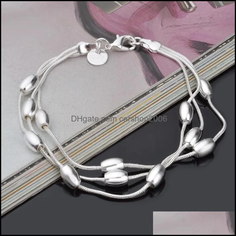 silver chain bracelets hot sale link clasps olive style cuff bracelet for women girl men party gift fashion jewelry wholesale 0065ydh