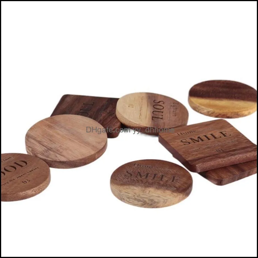 Mats & Pads Acacia square coaster creative Nordic tableware cushion wooden thermal insulation pad anti slip bowl meal pad