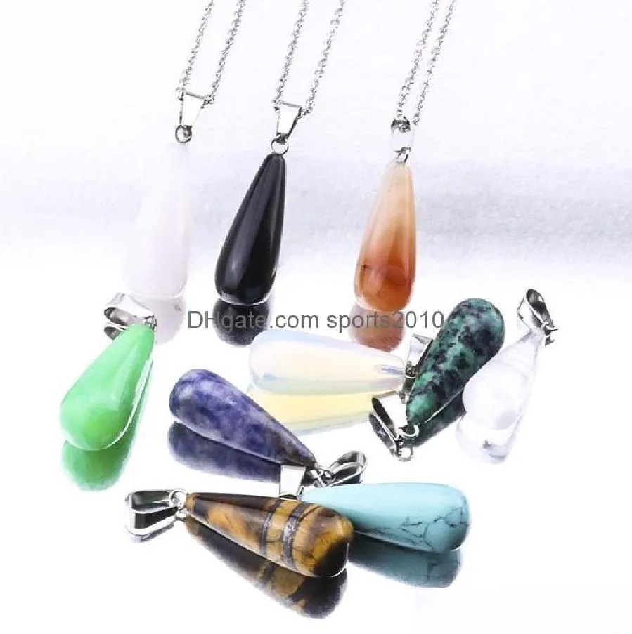 20 styles natural stone pendant druzy drusy necklace stainless steel chain bullet hexagonal prism black lava diffuser sports2010