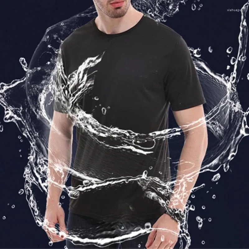 T-shirts pour hommes T-shirt athlétique anti-sale imperméable pour hommes Coupe anti-humidité Séchage rapide Hauts de sport à manches courtes