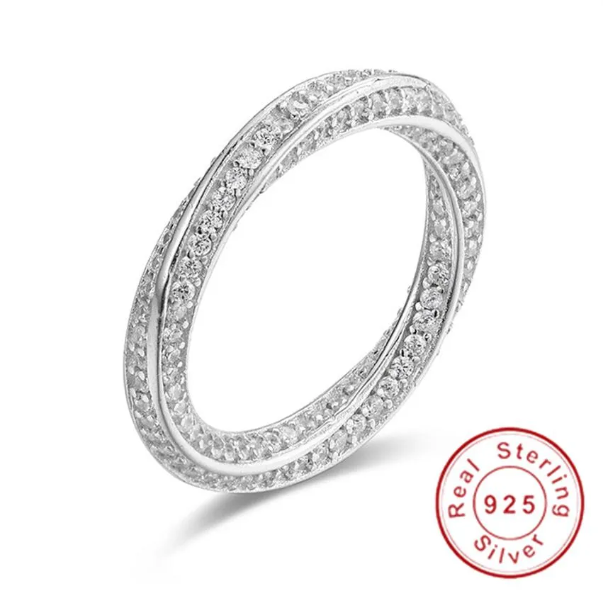 Gerçek Eternity Ring Lüks Tam Taş Doğum Taşı 925 STERLING Gümüş Kadın Alyans Nişan Band Takı Boyutu 5-10 Hediye240V