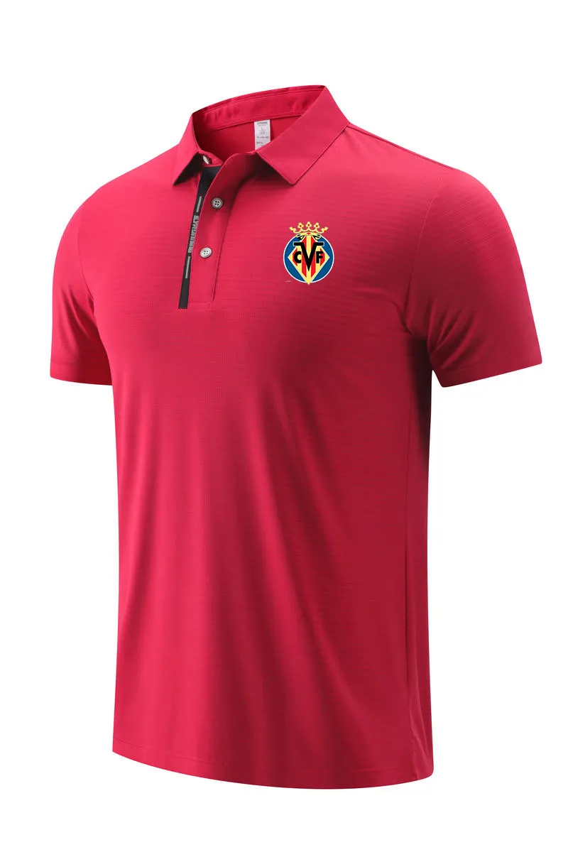 22 Villarreal CF POLO camisas de lazer para homens e mulheres no verão respirável tecido de malha de gelo seco esportes camiseta logotipo pode ser personalizado