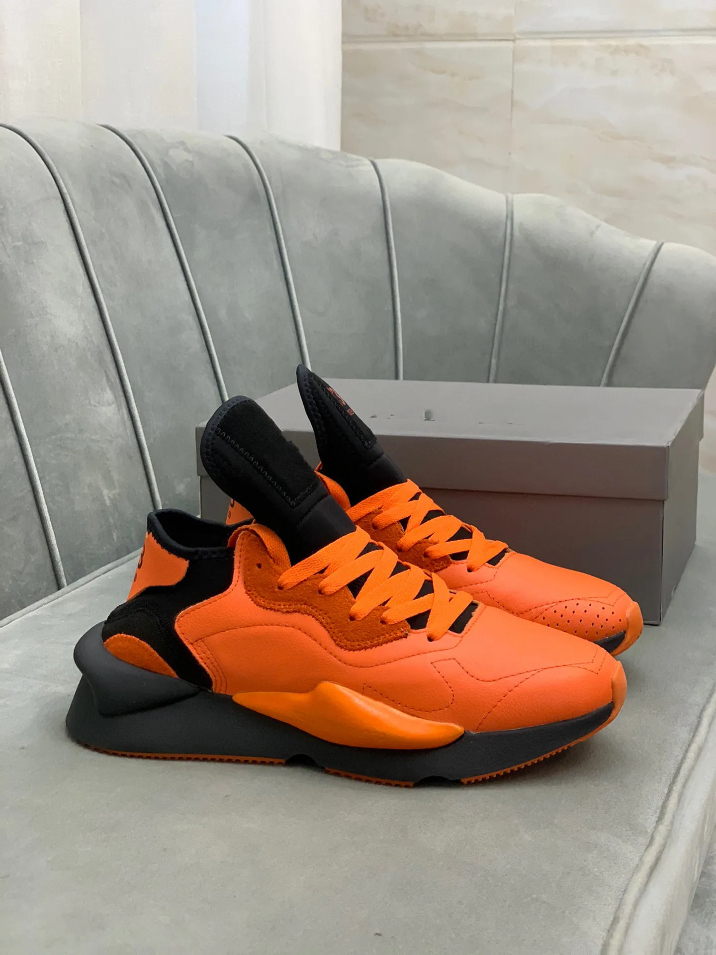 Y3 Kaiwa Yellow Shoes Chunky Casual Sneakers Men Leather Breathable Lace Up 2024 Spring and Fall White Red Comfortable Shoes