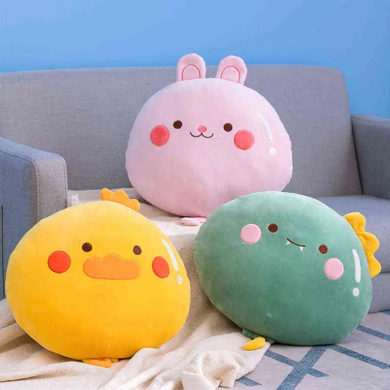 Cartoon Cute 40Cm Round Fat Plush Animals Cushion Super Soft Stuffed ck Rabbit Bear Dinosaur Cuddles ldren Home Sofa Cushion J220729