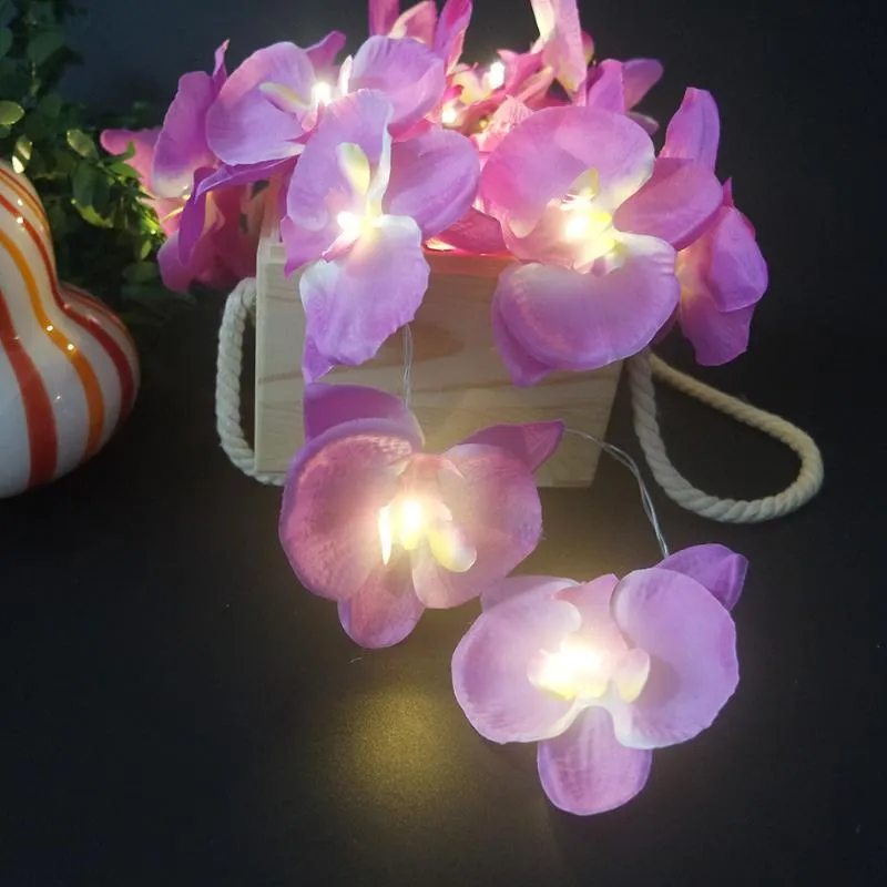 Strings LED Unique Handmade Orchid String Lights Battery Floral Holiday Flower Event Party Garland Decoration Bedroom DecorativeLED StringsL