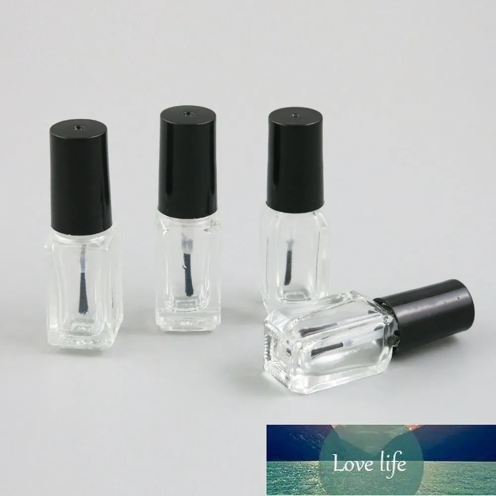 30pcs/lot 3ml 4ml Square Clear Glass Vials Bottle With Brush Cap Small Nail Polish Bottle for Nail Gel Liquid Oil