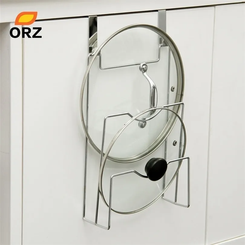 ORZ Gancio per porta dell'armadio Coperchio per pentola Coperchio Supporto per cremagliera Stufa Organizzatore Portaoggetti da cucina Scaffale Scaffale Accessori per la cucina T200506