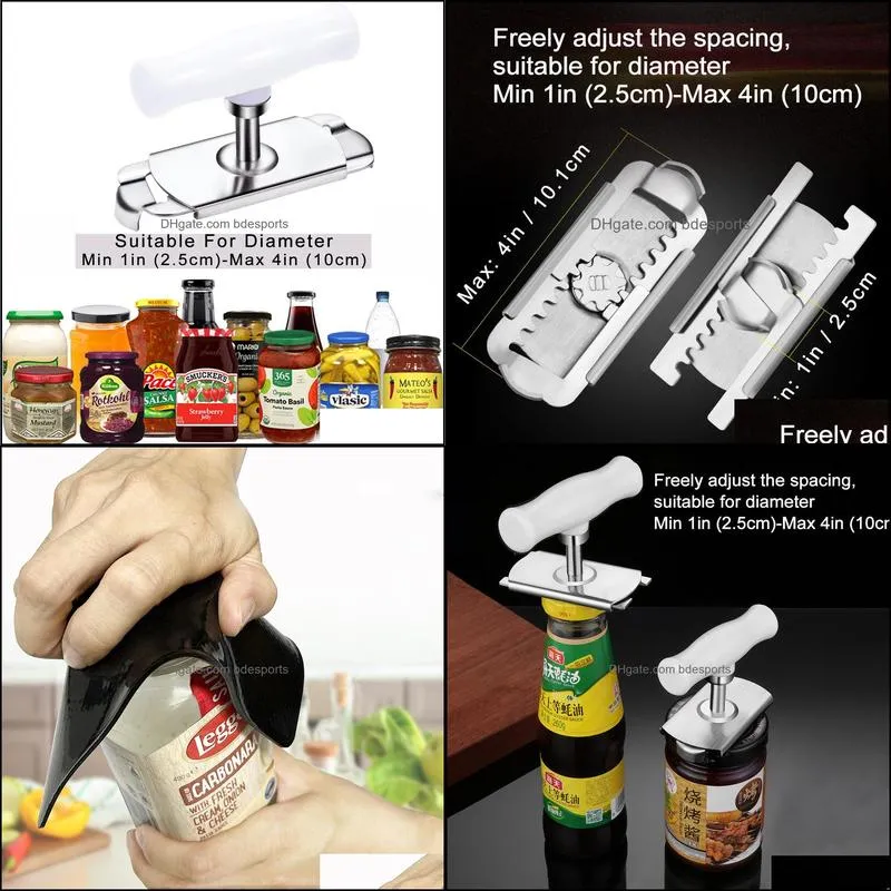 Kitchen Tools Adjustable Can Opener Stainless Steel Manual Bottle Opener For Weak Hands Easy Grip Accessories Gadget Tool Set