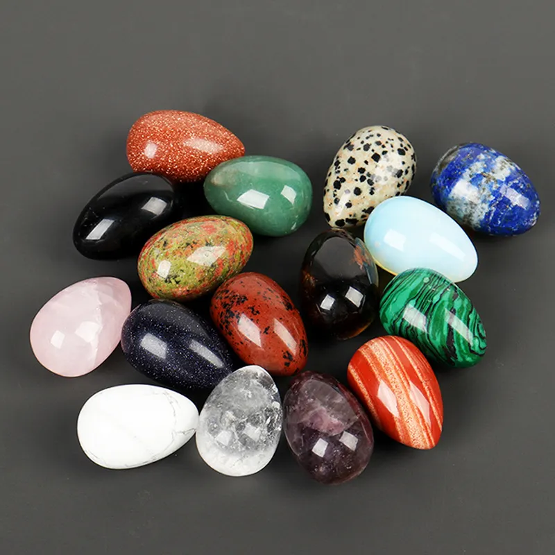 Naturstein-Kristall-Ei-Ornamente, Quarz-Heilkristalle, Energie-Reiki-Edelstein, Wohnzimmer-Dekoration
