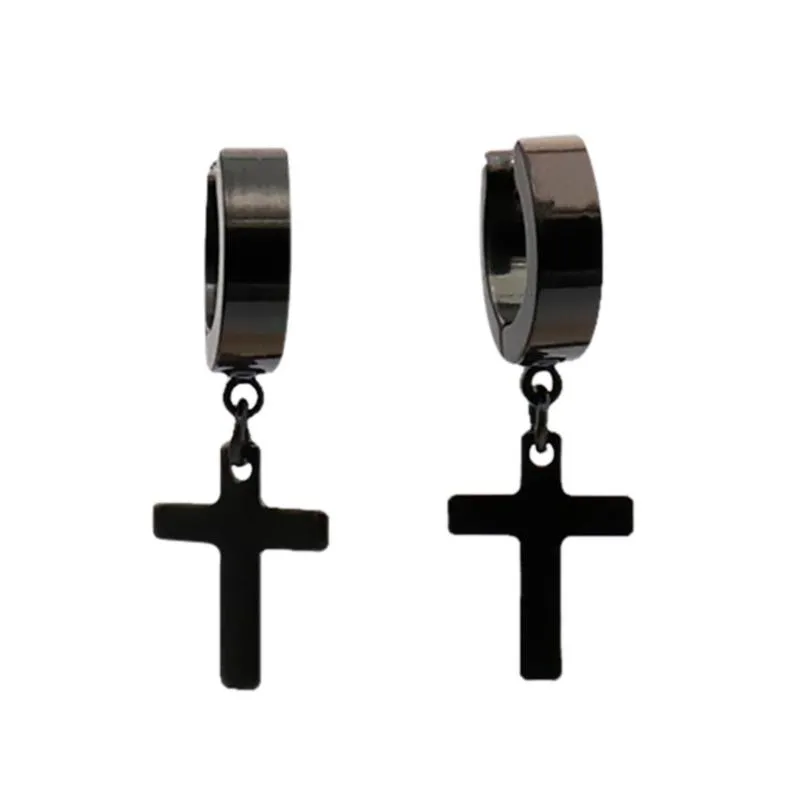 Dangle Candelabro Cruz de Aço Inoxidável Brincos De Gota Para Homens Mulheres Adolescentes Hip Hop Punk Estilo Na Moda Moda Jóias Presentes