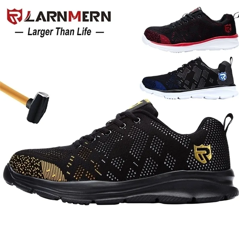 Larnmern Mens Steel Toe Safety Work Shoes Lightweight Breatisable Antismashing Antipuncture Reflective Casual Sneaker Y200915