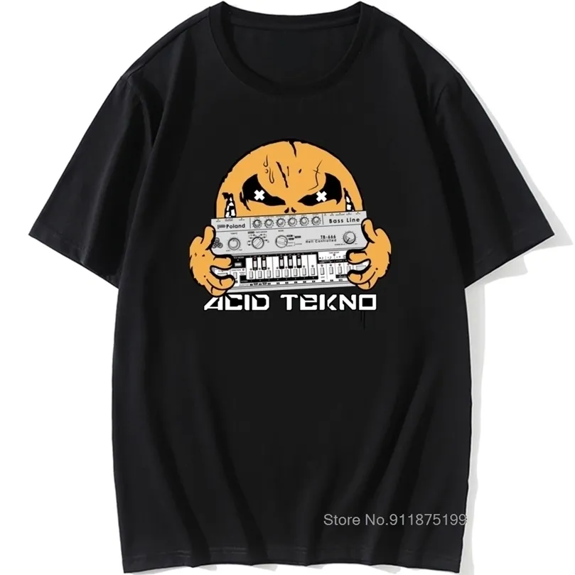 Hacker Men Tees Acid Tekno Retro T Shirts All Cotton Ramen Sleeve Graphic Tee Shirts O'Neck Male Clothes 220507