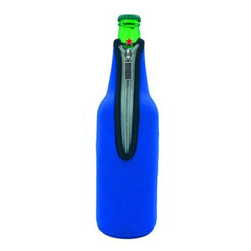 Neoprene Zipper Beer Bottle Sleeve Party Decoration 12oz Red Wine Glass Insulation Sleeves Wine Bottles Protective Cover XG0269