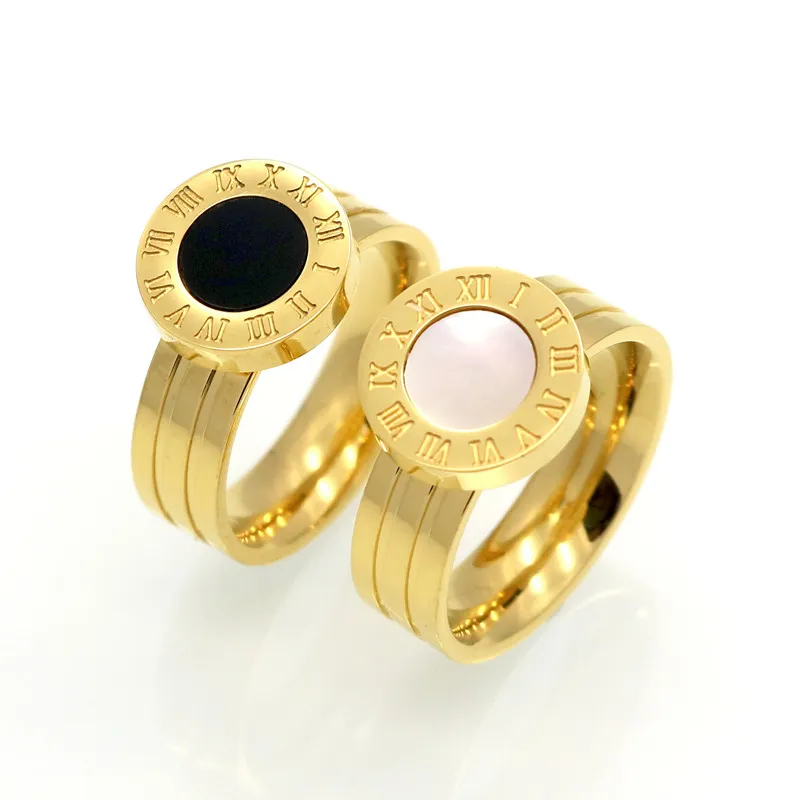 Групповые кольца мужчины кольцо мода ювелирные изделия из нержавеющей стали черно-белый роскошный бренд римский цифровой дизайн высокое качество никогда не исчезает женщин