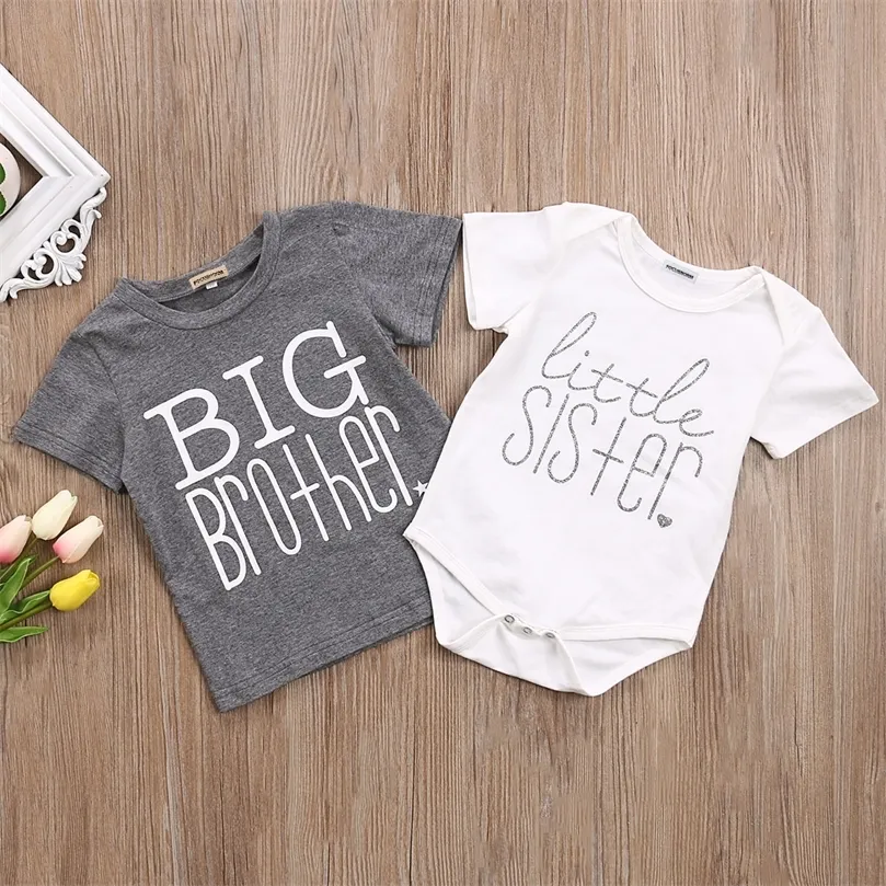 Big Brother Little Sister Kid Boys Baby Girls Cotton Tops Tshirtromper Clothes Match Outfit 220531