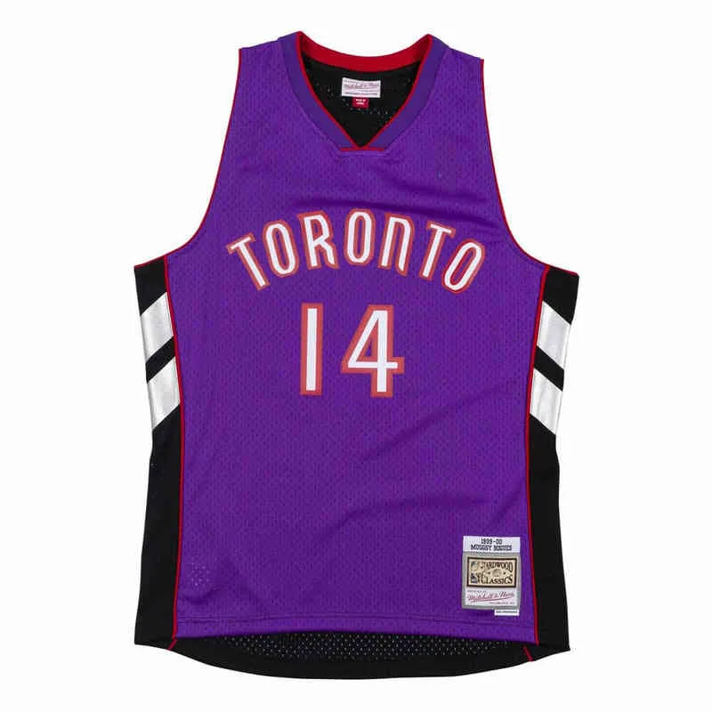 디자이너 커스텀 농구 유니폼 디자이너 Muggsy Cheap Men Bogues Mitchell Ness Purple 1999-00 저지 남성 여성 청소년 저지 크기 XS-6XL 또는 이름 번호 셔츠