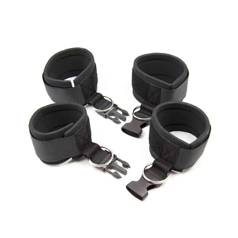 Nxy Sm Bondage Sexy Adjustable Nylon Handcuffs Ankle Cuff Adult Toys Gear Restraint Set Game Exotic Accessories 220423
