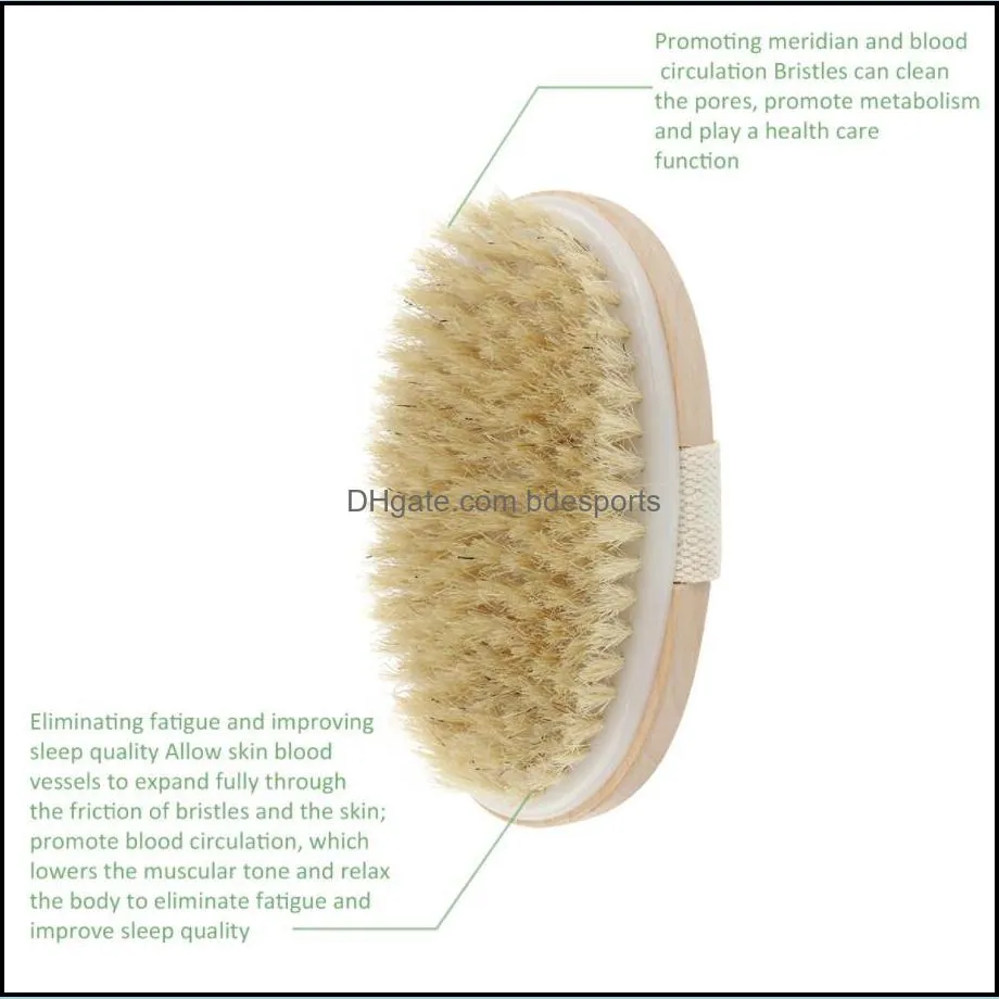 Soft Body Dry Brush Natural Boar Bristle Organic Dry Skin Body Brush Bamboo Wet Back Shower Brushes Exfoliating Bathing Brush DHL