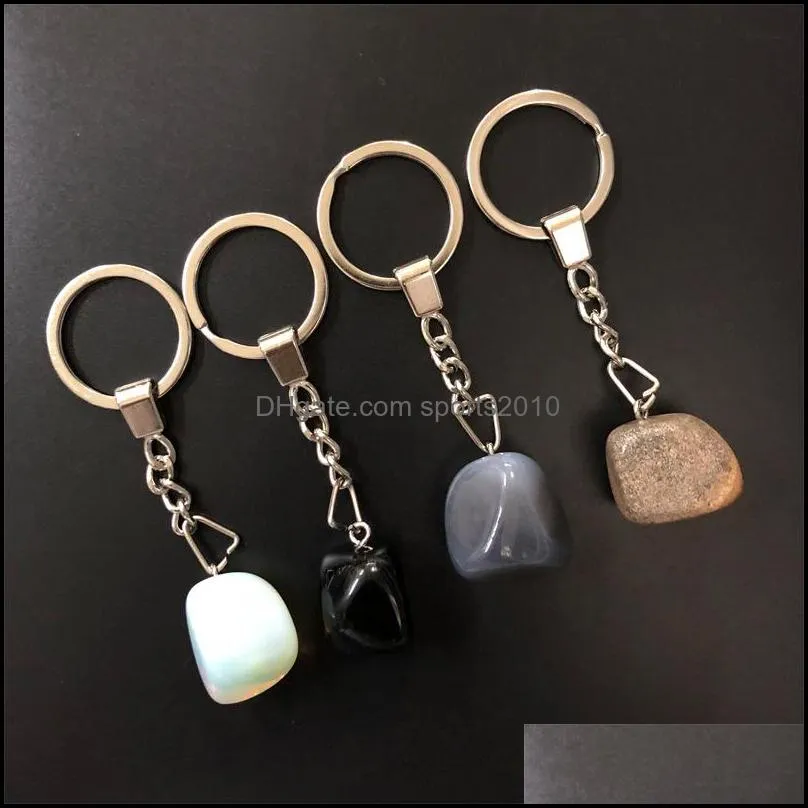 natural stone keychains key rings silver color healing crystal car decor keyrings keyholder for women men