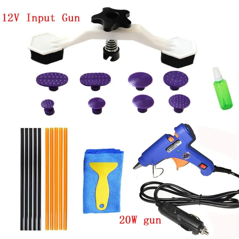 Professionellt handverktyg sätter bilkroppsfärgfri Dent Repair Tools Kit Puller med limflikar 12V -pistol för DentsProfessional