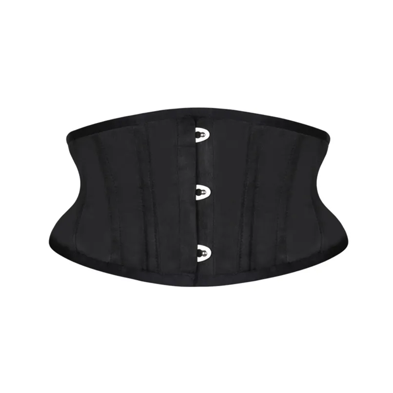 Burvogue Women Waist Trainer Slimming Shaper Cinto Torso Curto Cetim Underbust Corset Sexy Lace Up Bustiers Corsets 220615