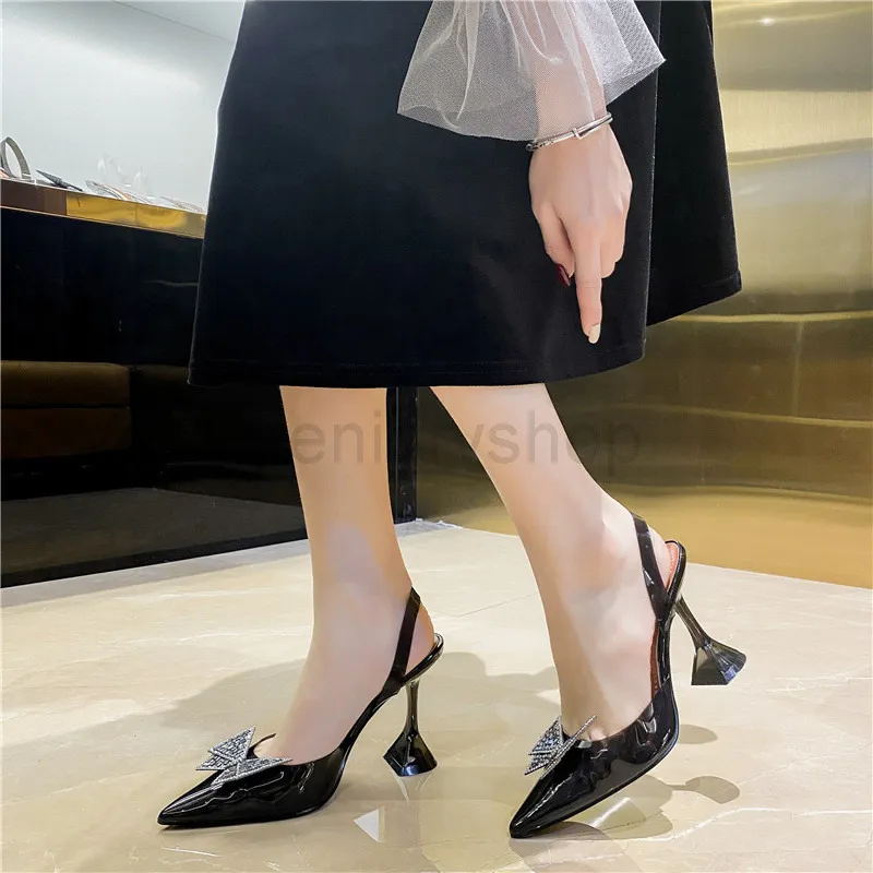 Eilyken size 34-45 Summer Butterfly-knot Women Pumps Fashion Strange Style Tranaparent Female heel Shoes Wedding sandal 4565adegoagpo