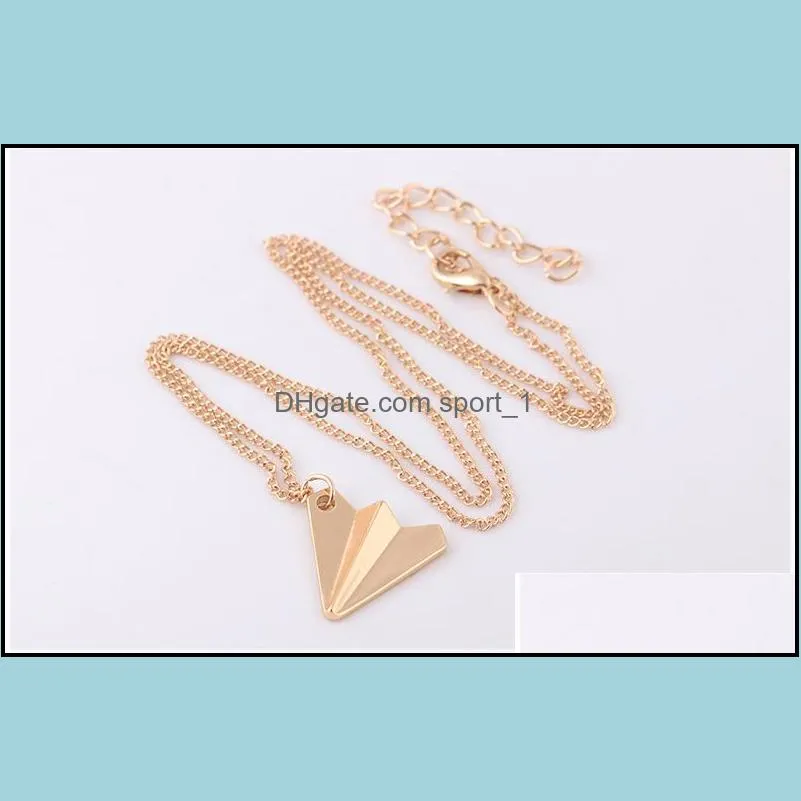origami plane necklace collier aircraft airplane long chain maxi necklaces paper jewelry for women statement necklace