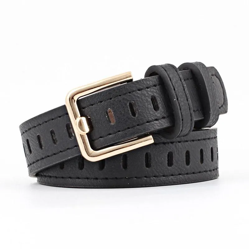 Belts Faux Leather Belt Lady Hollow Out Buckle Waist For Women Meatl Solid Retro Waistband Strap Jeans Dress