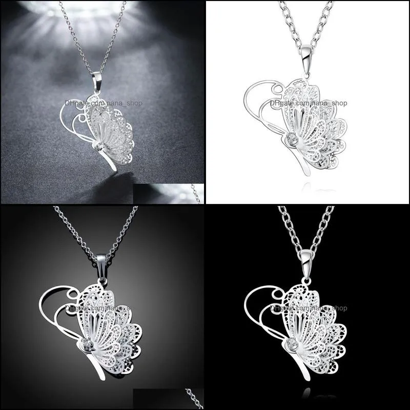 pretty necklace 3 layer 3d crystal wing pendants necklaces sweater long chain necklace nanashop