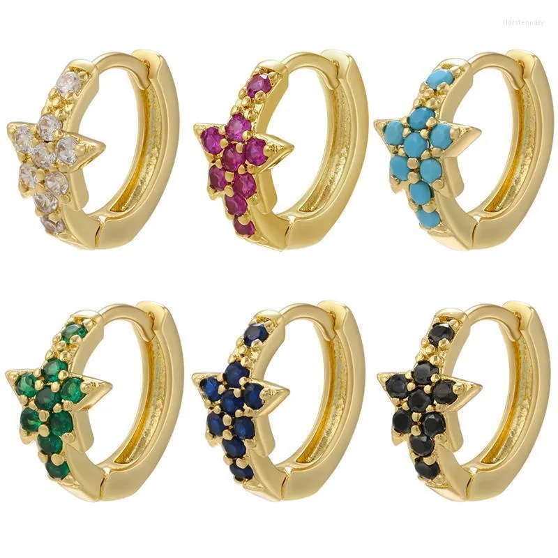 Hoop Huggie Oro Argento Colore Stella Orecchini Eleganti Donne CZ Pietra Piccola Donna Gioielli All'ingrosso VE638Hoop Kirs22