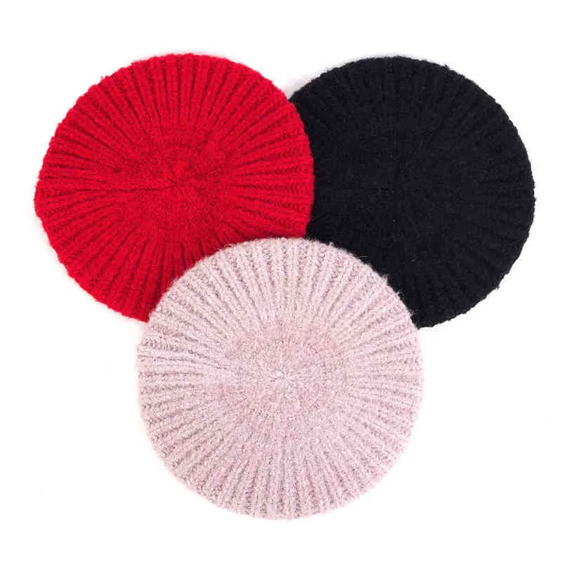 Charm Wood New Style Soft Beret Warm Winter Sweet Female French Hat Cotton Cashmere Girls Cappelli per Party Egagement Outdoor cap J220722