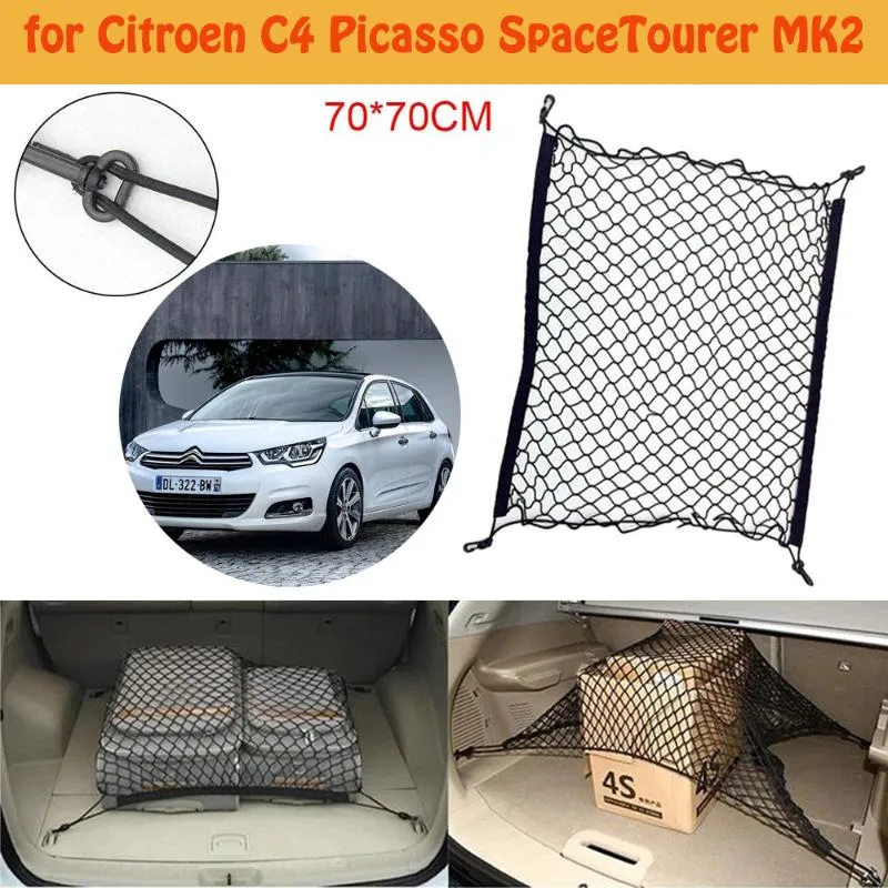 Bilarrangör för C4 Picasso Spacetourer Boot Trunk Network Hooks Mesh Net last Lagringstillbehör Bagage ElasticCarcar