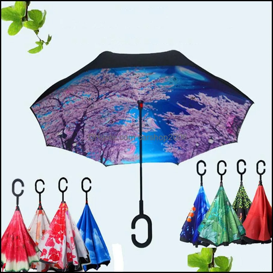 Paraplyer hushåll diverse hem trädgård vindtät solskydd bärbar paraply vattentät omvänd vikning kreativ fol dhgz5