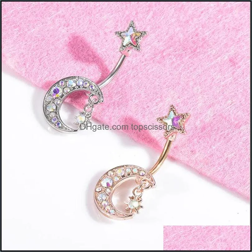 wholesale 50pcs/lot moon star style belly button piercing studs titanium steel navel jewellery for salon and piercing supplies