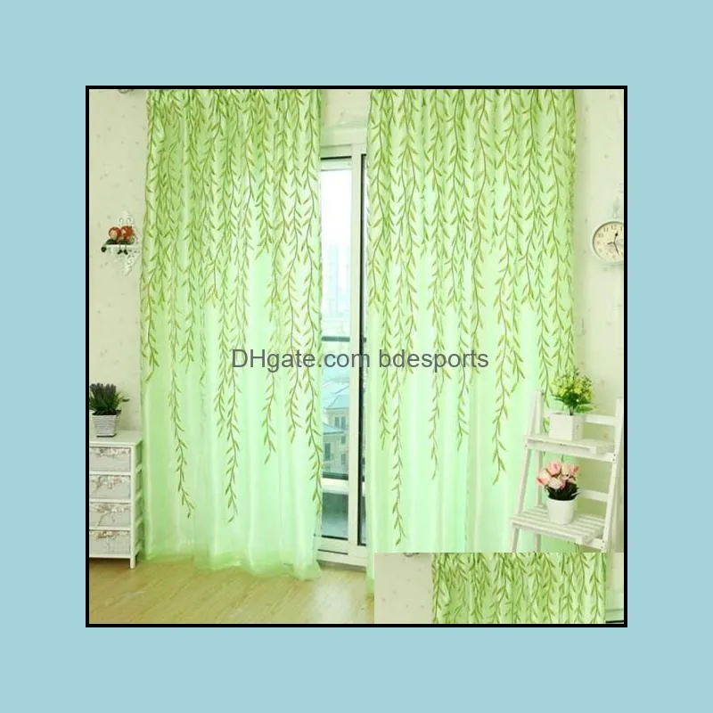 Curtain Room Willow Pattern Window Sheer Panel Scarfs Curtains