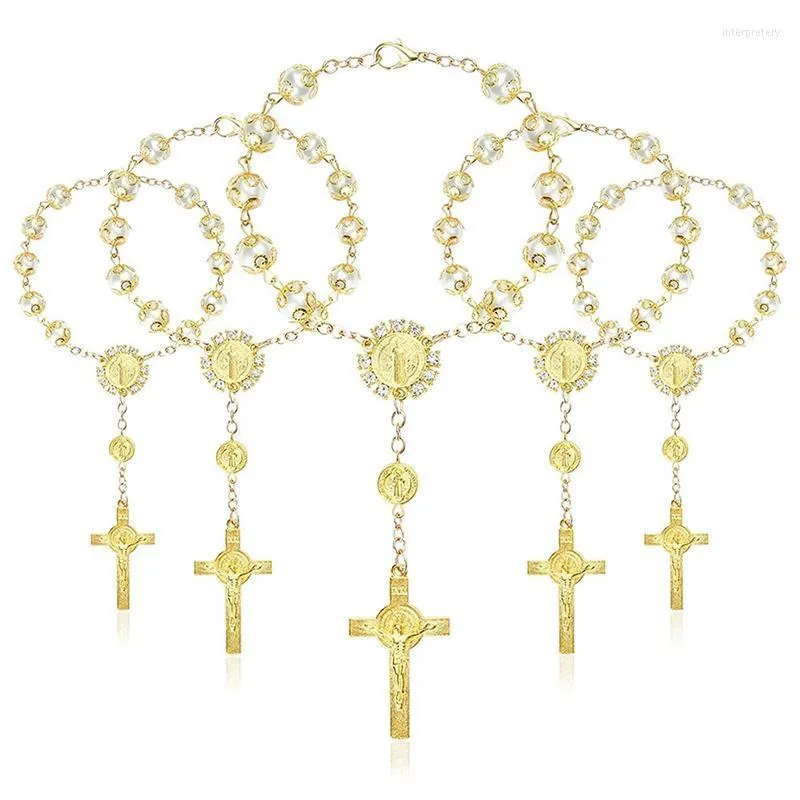 Braccialetti con ciondoli Rosari Battesimo Rosario Bomboniere Bomboniera Bracciale Croce Battesimo Prima Comunione RegaloCharm Inte22