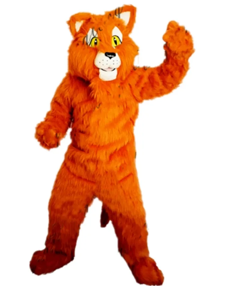 Fursuit Orange Long Fur Husky Fox Dog Mascot Costume vestido
