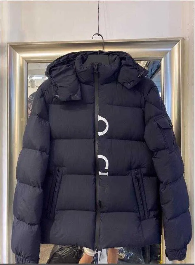 デザイナーメンズレディースフードダウンジャケットファッションコントラストレザーパーカーコートマン冬の濃い暖かいフッファージャケットダブルジッパー防水パーカーコートサイズ12345