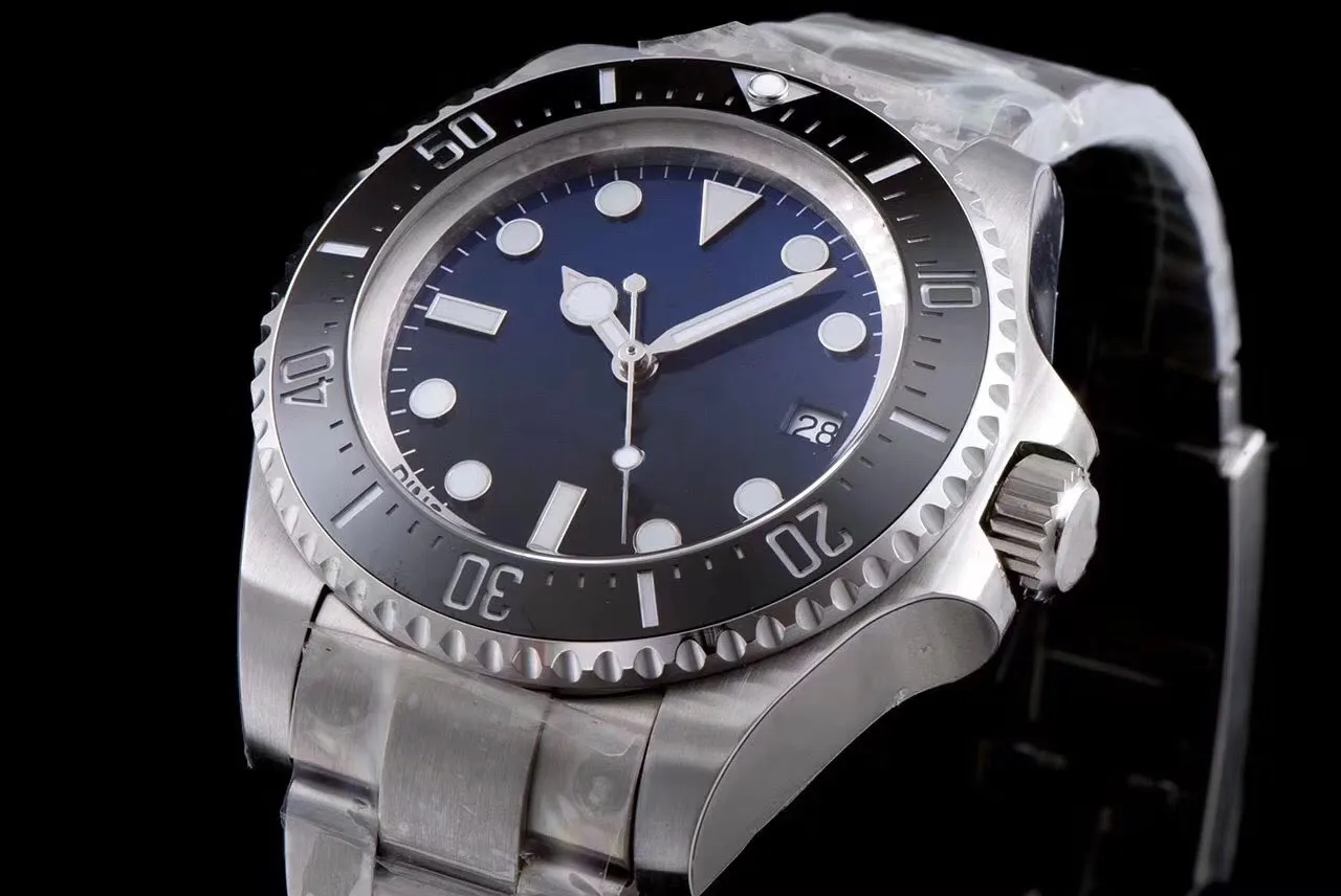 ST9 D-Blue Dial Мужские часы Sea-Dweller Керамическая рамка 44MM Сапфир Автоматические механические часы Diver Мужские наручные часы