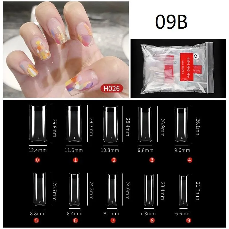 Nail TIPs Clear White Full Cover French false nails toe Tip U-shape Acrylic UV Gel Manicure