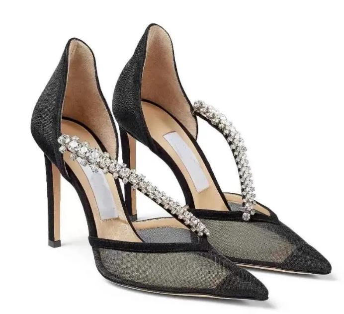 Nnice perfecte bijen sandalen kristal verfraaiing punt-teen pompen luxe ontwerper dames hoge hakken feestjurk bruiloft EU35-43 wandelschoenen flats schoenen