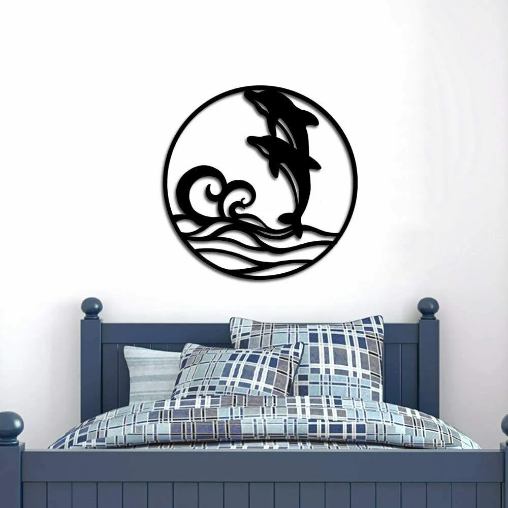 Dolphin Metal Wall Art Beach Theme Wall Sculpture Jumping Dolphin