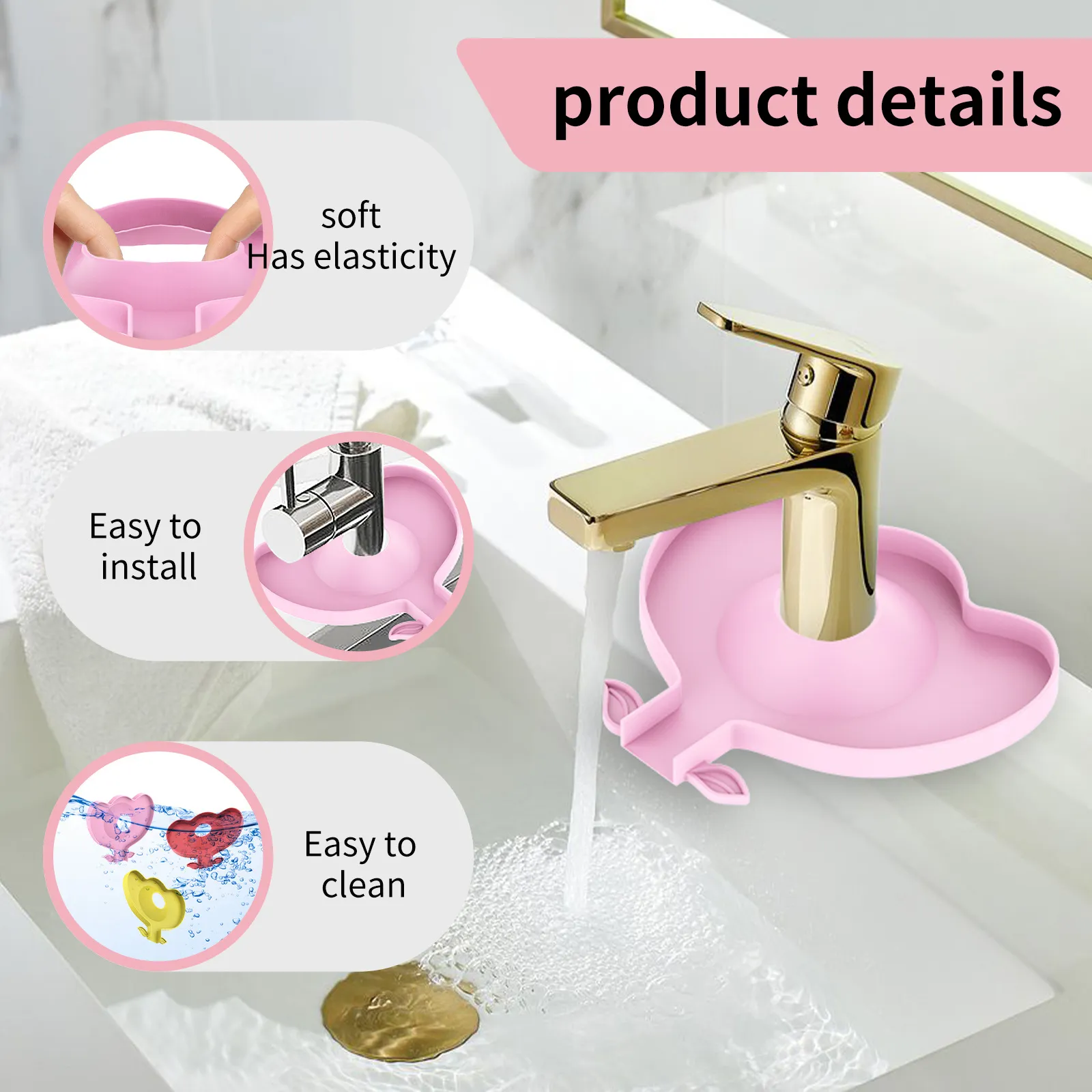 Kitchen Silicone Faucet Mat Sink Splash Guard Faucet Drainage Mat Drying Pad Kitchen Bathroom Countertop Protection Mat