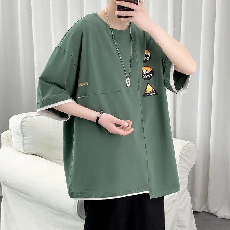 Camisetas masculinas de manga curta grande e alta e tamanho grande para camisa de roupa de roupa íntima pura algodão puro tampa casual tee 2022 chegadas