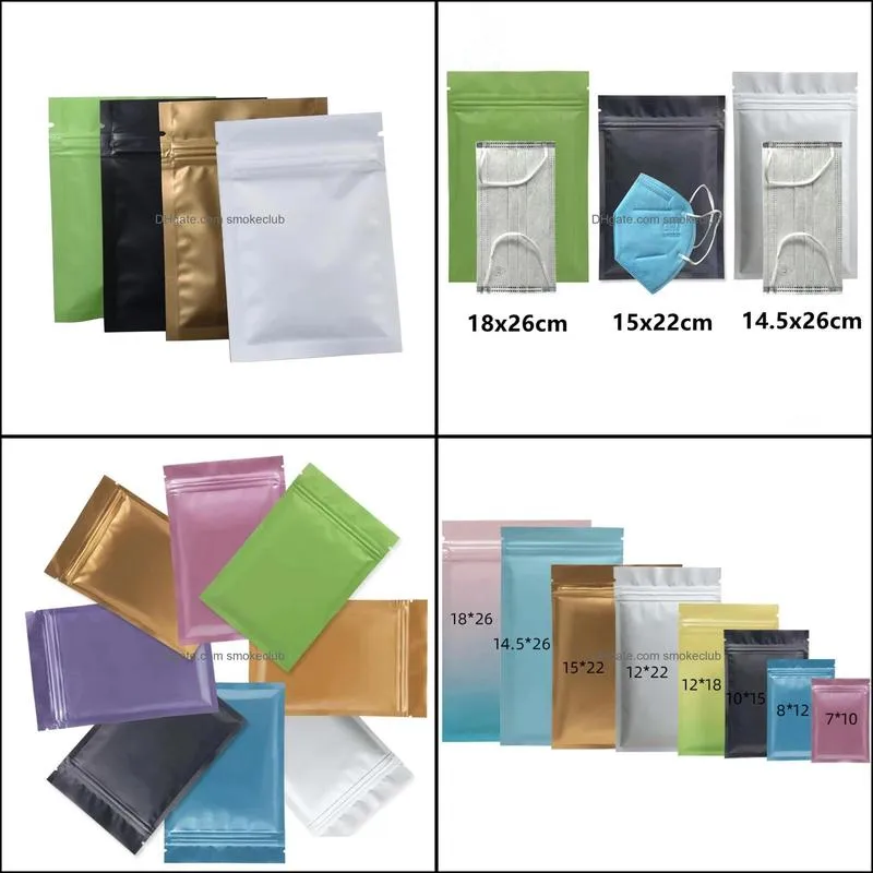 Sublimation Storage 100Pcs Glossy Matte Aluminum Mylar Foil Bag Zip Lock Self Seal Tear Notch Flat Pouches for Food Snack Tea Coffee Bean