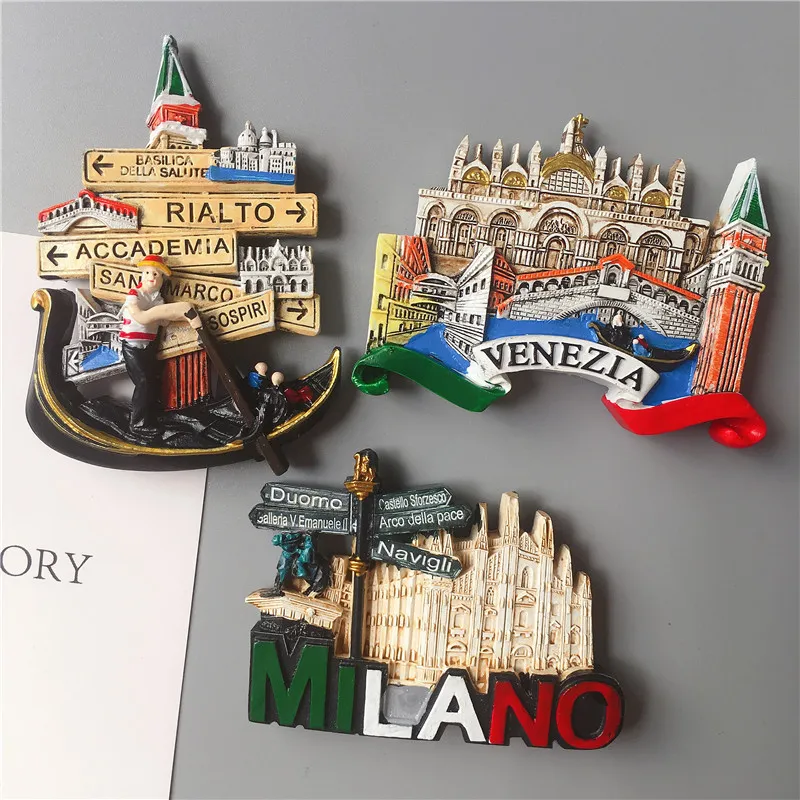 Europese souvenir koelkastmagneten Milan Venetië Italië stereo hars magneet Home Decor 220718