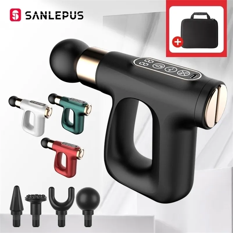 SANLEPUS Electric Pulse Massage Gun Compress Massager Deep Muscle Relaxation For Body Neck Back Pain Relief Percussion 220630