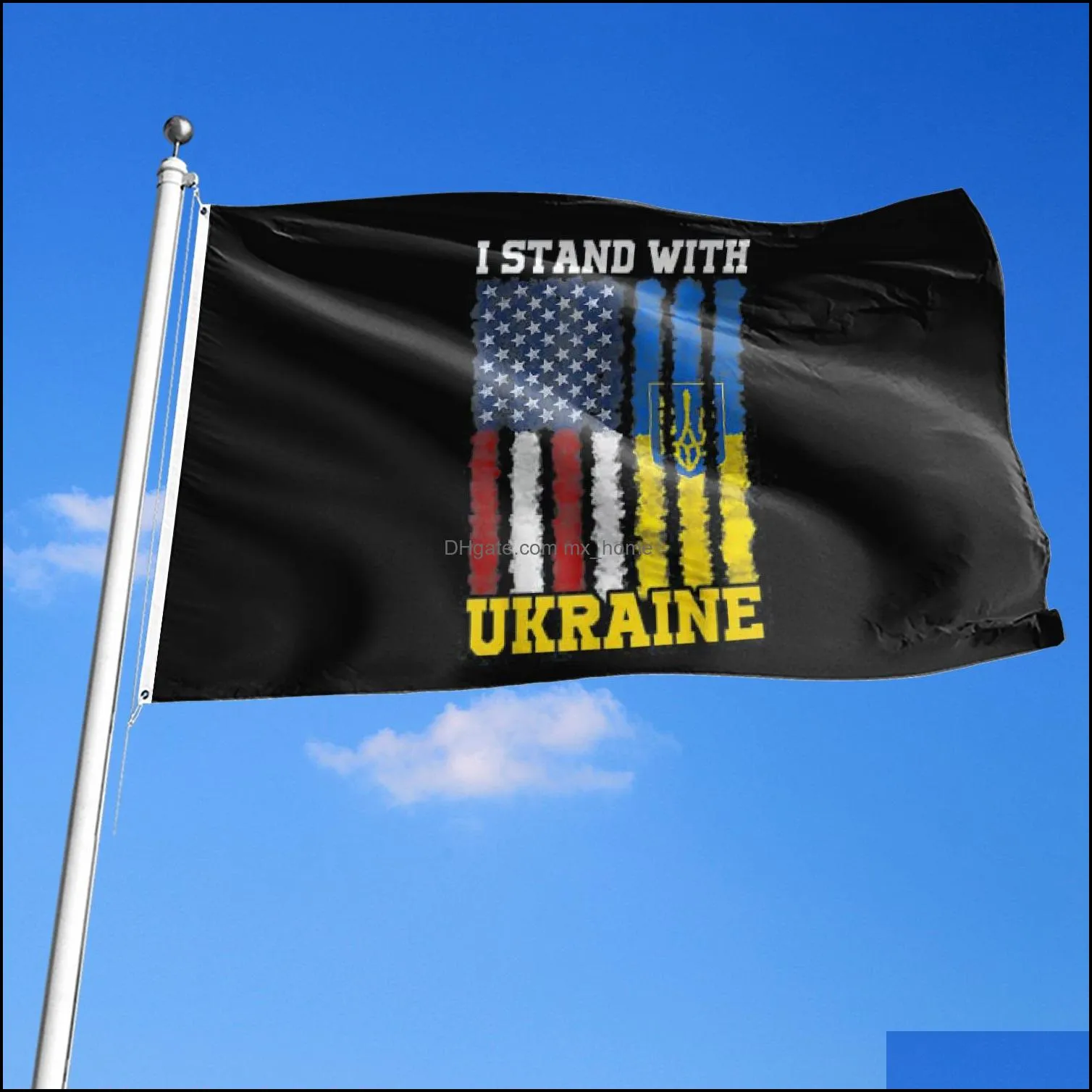Ukraine Flag with Brass Grommets,We I Stand with Ukraine Peace Ukrainian Blue Yellow Indoor Outdoor Flags & Banners Sign (3X5 Ft ) Polyester