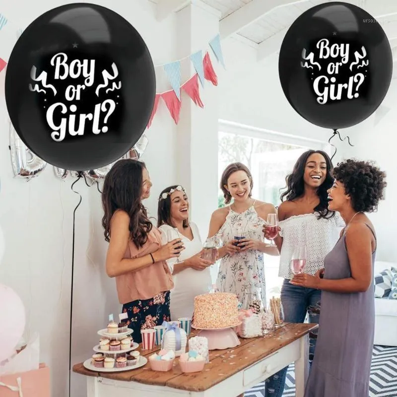 Party Decoration 36 -tums svart kön avslöjar latexballonger pojke eller tjejbomb ballon för babydekorförsörjning